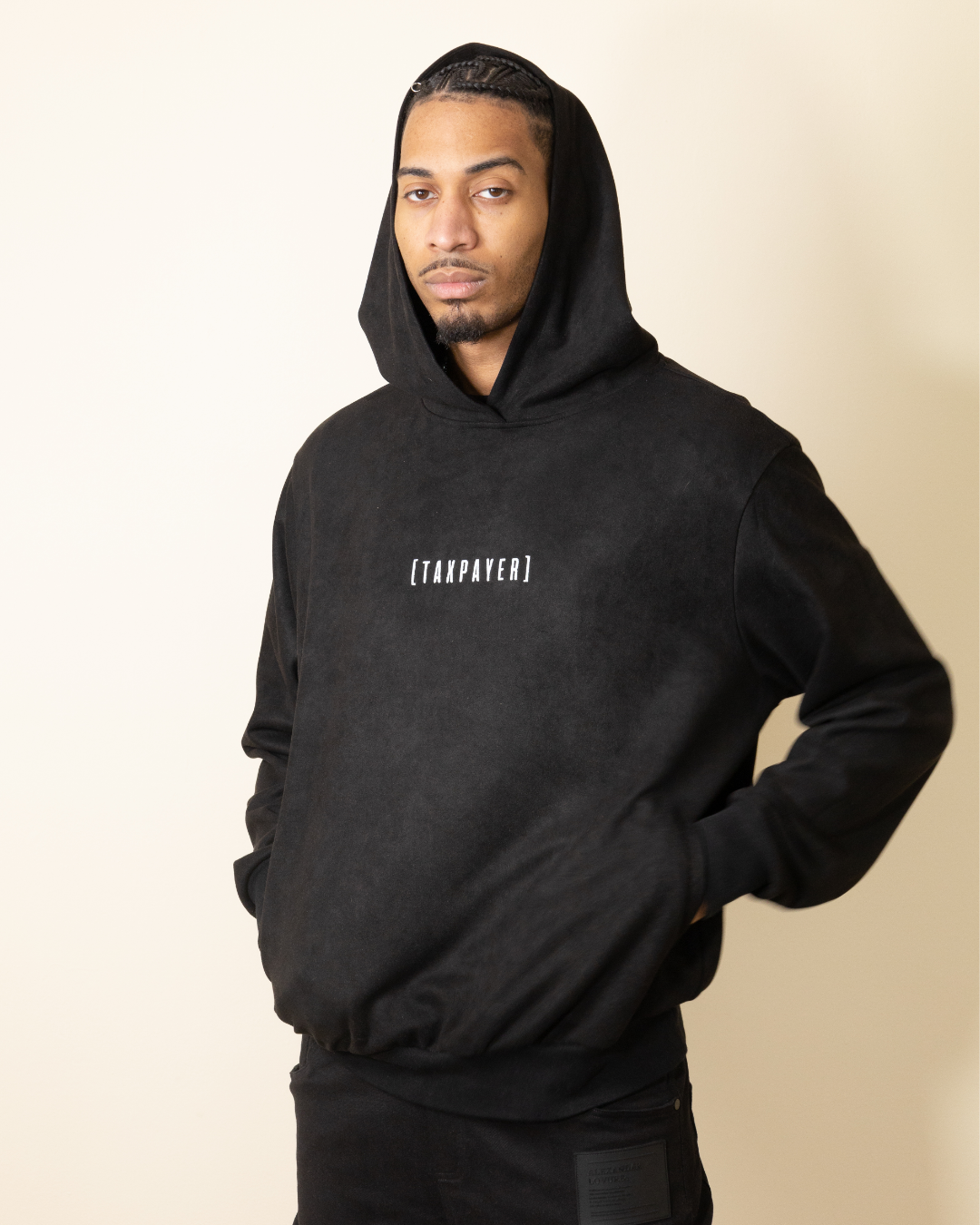 [ TAXPAYER ] HOODIE BLACK SUEDE