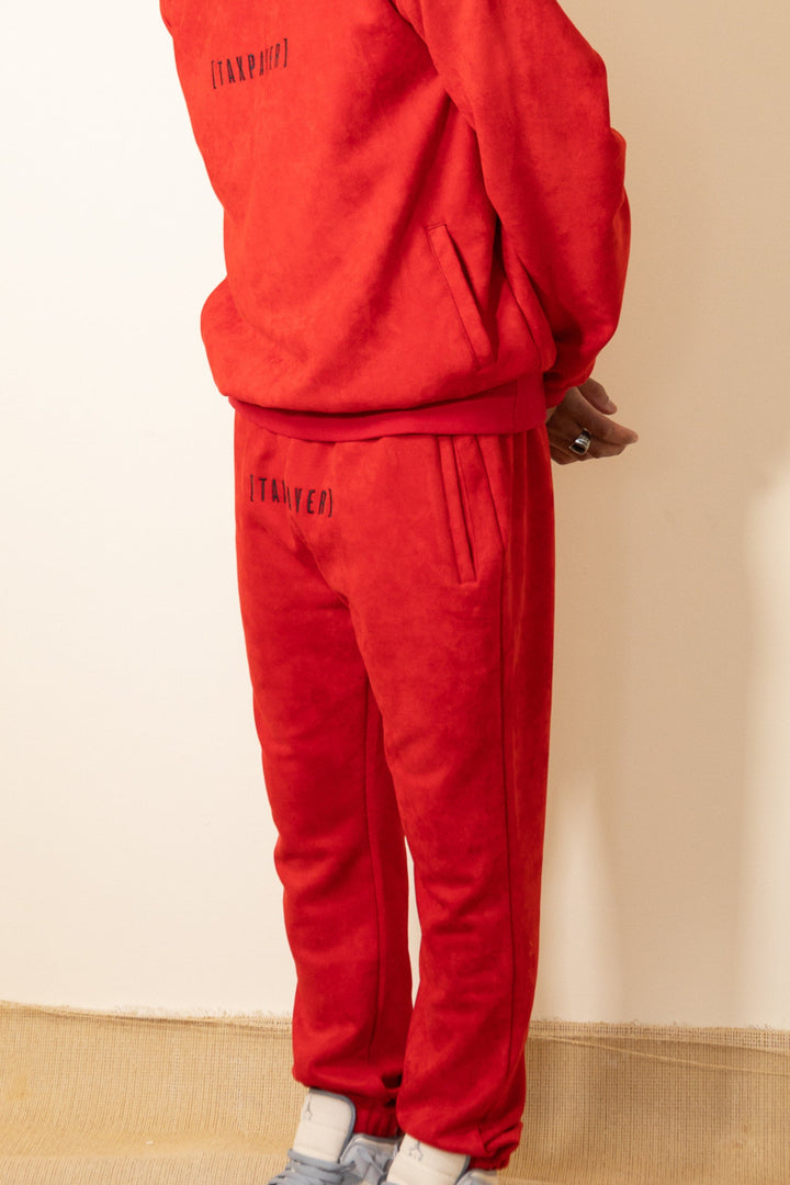 [ TAXPAYER ] ROSE RED SUEDE JOGGERS - TAXPAYER